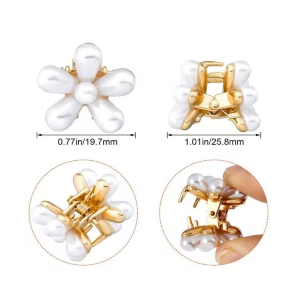 Pearls Flower Hair Clip set